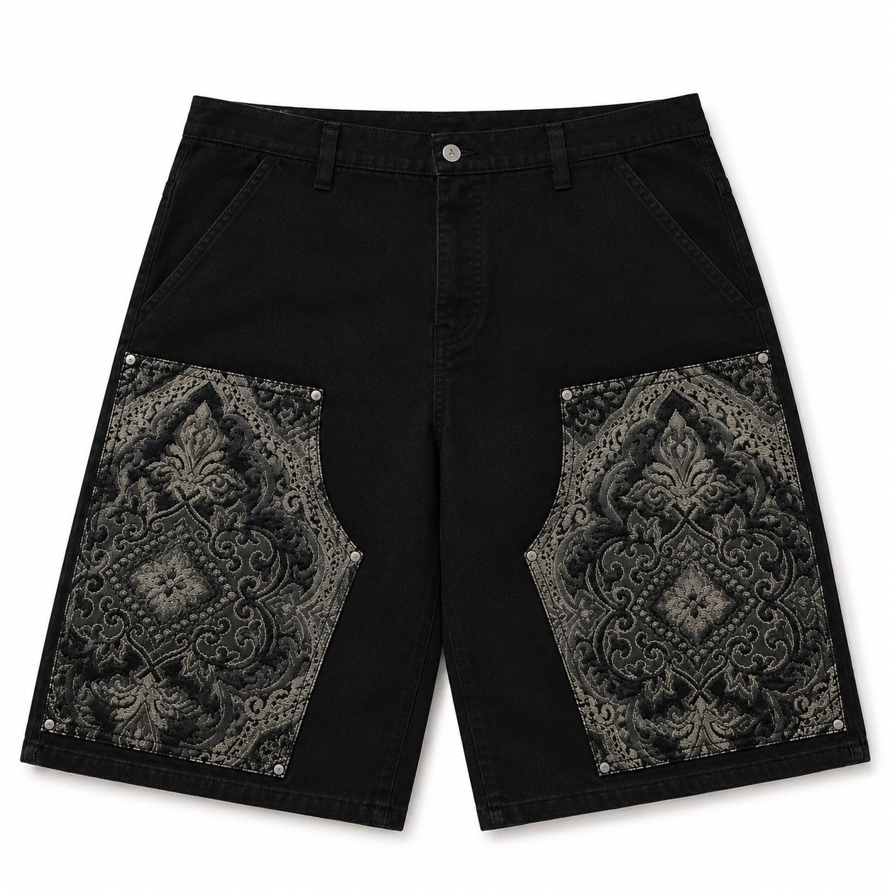 Black double Knee Shorts