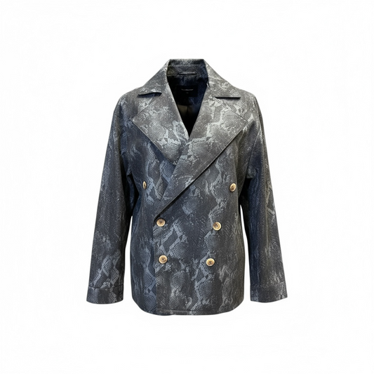 1 of 1 Navy Snake print denim shirt