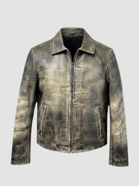 Faded Grey Leather Jacket