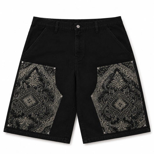 Black double Knee Shorts